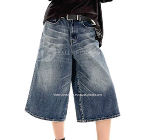 New Arrival <b>Women's</b> High Quality Mid Waist Denim <b>Shorts</b> Regular Fit <b>Long</b> Length 100% Cotton Quick Dry Summer Customized Logo Hip - Product Image 3