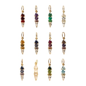 926 plata Multi forma granate cuarzo piedra preciosa encanto colgante-chapado en oro joyería-Colgante hecho a mano - Product Image 5