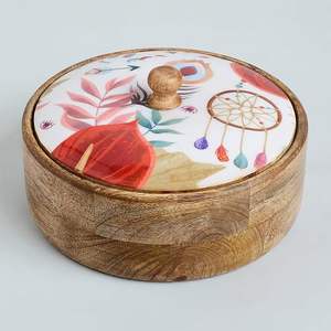 Caja para Chapati de Madera con Diseño Impreso, de Alta Calidad, con Recubrimiento Protector, Apta para Lavavajillas, No Tóxica, de Grado Alimenticio, Gran Capacidad - Product Image 1