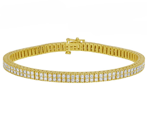 Trendy Iced Out Yellow Gold Plated en plata de ley 925 Round Cut Moissanite Diamond Classic Bracelet para hombres y mujeres - Product Image 1