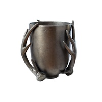 Vaso Artigianale di Lusso in Metallo, Design a Corna di Cervo, Finitura Anticata, Design Moderno, Marca Kayna Export, Capacità 1L, per Fiori