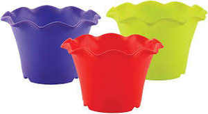 Wholesale Outdoor Plastic <b>Nursery</b> Planter <b>Pot</b> Colorful Wavy Rim Plastic Flower <b>Pots</b> - Product Image 2