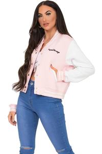 Veste de Baseball universitaire pour femmes Crop Slim Fitness broderie personnalisée coton matelassé vente en gros femmes veste universitaire - Product Image 3