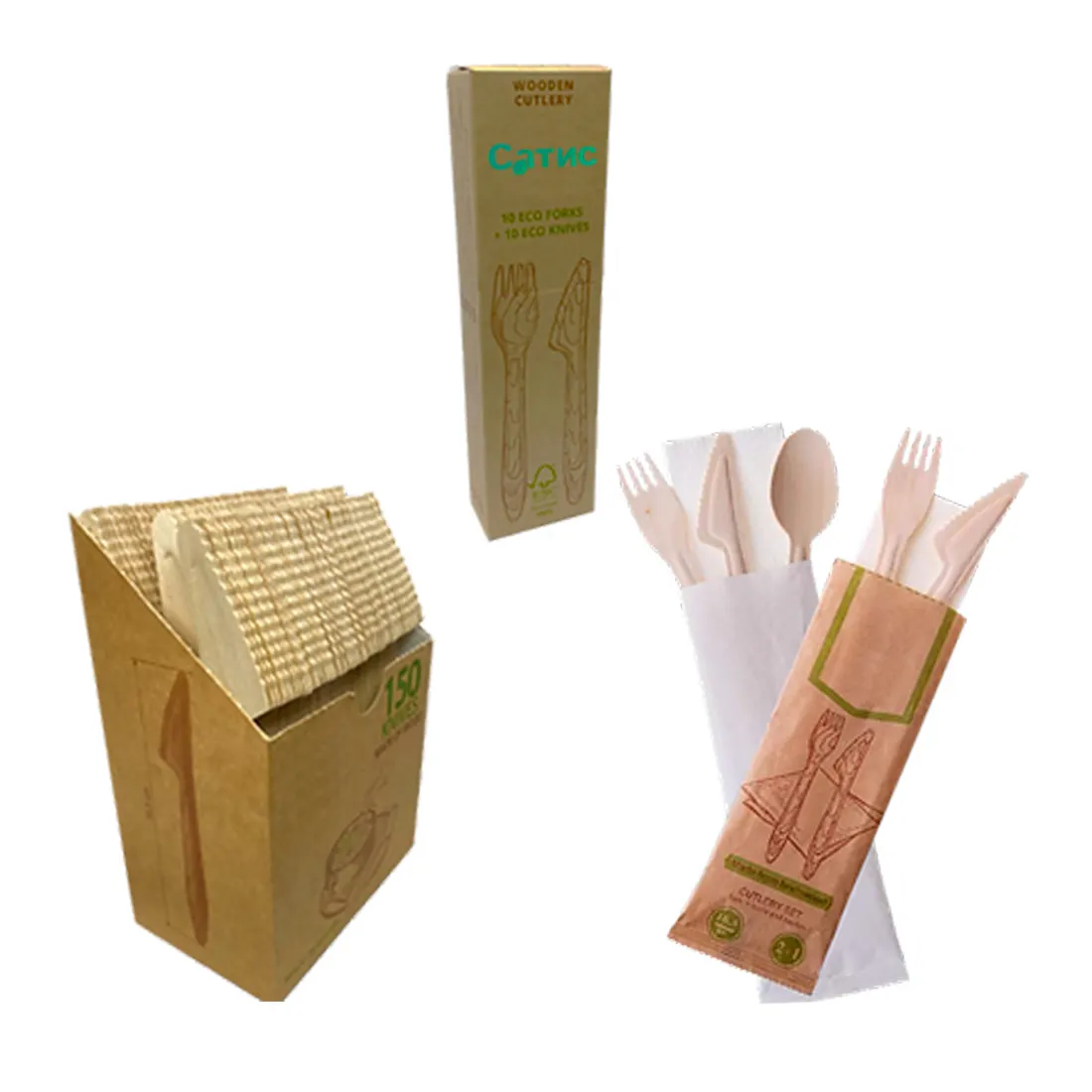 Customized design 100% birch veneer disposable wooden cutlery dicposable forks spoons knives for meal