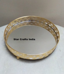 Bandeja de Metal de lujo de calidad Superior, postre de dulces, comida de frutas, bandeja de oro árabe, bandeja turca que sirve bandejas de decoración dorada para hogares - Product Image 3