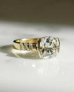 Bold 3.96 Ct Cushion Cut Moissanite Engagement <b>Ring</b> <b>for</b> <b>Women</b> Square Shape Bezel <b>Set</b> Solitaire Gemstone <b>Ring</b> in Gold - Product Image 2