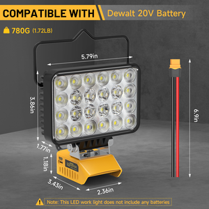 Lampada da Lavoro LED 72W 20V Compatibile con <span class=keywords><strong>Batteria</strong></span> Dewalt 20V 18V, 7200 Lumen - Product Image 2
