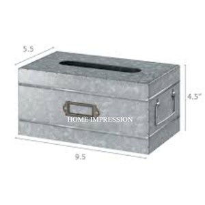 Dernière arrivée boîte à mouchoirs faite à la main galvanisé forme rectangulaire support de stockage de serviette couleur argent décoration de table approvisionnement - Product Image 3