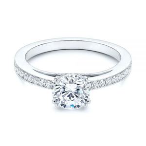 ชุดแหวนเพชรโมอีสไม่มีสีสำหรับผู้หญิงทำจากเพชรโมอิสคนเดียวครึ่งง่ามแบบกำหนดเองแหวนหมั้นในแหวนทองล้วน - Product Image 5