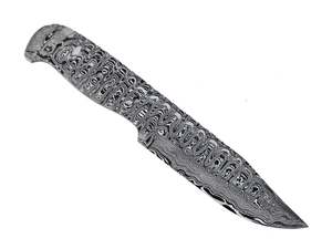 Cuchillo de caza de Damasco hecho a mano para acampar al aire libre, nuevo diseño, Funda de cuero de línea negra, cuchillo de bolsillo OEM personalizable - Product Image 5