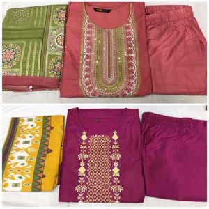 Styliste Kurta avec pantalon et Dupatta broderie fantaisie travail impression numérique Dupatta robe de soirée belle combinaison de couleurs - Product Image 6