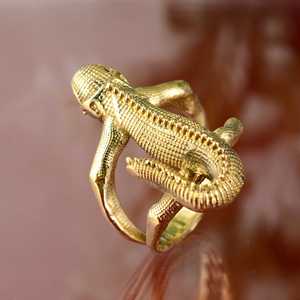Anillo de Lagarto con Diseño Moderno, Anillos Boho de Latón para Mujer, Chapado en Oro de 18k, Anillo Abierto con Textura de Animal Gótico para Venta al por Mayor/OEM/ODM - Product Image 5
