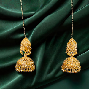 Juego de pendientes de calidad de exportación 100% con diseño tradicional de 22CT chapado en oro estilo Jhumka pendientes joyería para mujer - Product Image 1