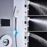 Système de panneaux de douche à LED Écran mural en acier inoxydable pour la température des chutes d'eau Massage chromé brossé Poignée unique Pause
