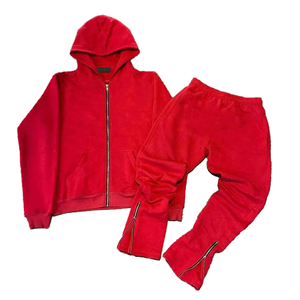 Ensembles unisexes de survêtements à logo personnalisé OEM ensembles de pantalons de survêtement et sweat à capuche zippé à impression bouffante 3d pour hommes - Product Image 2