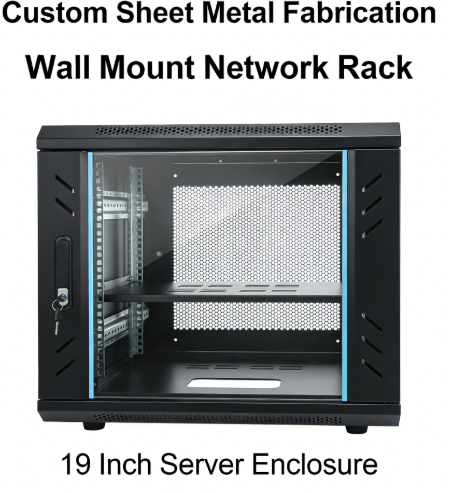Custom Cold Rolled Steel Sheet Metal Fabrication Wall Mount Network Rack Cabinet 19 Inch Server Enclosure Glass Door Powder