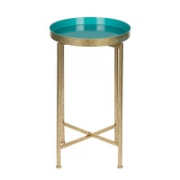 Vente en gros de table basse d'angle rond de haute qualité de style ferme dorée avec plateau mobile pour la décoration de la maison et du jardin