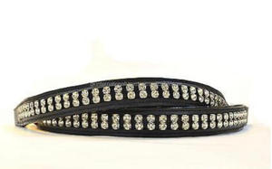 Bandas de cuero para cejas en forma recta con cristales de una y doble fila diamante mega Bling banda para cejas hecha a mano - Product Image 4
