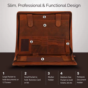 High Quality Customized Business Portfolio Professional Organizer for Men <b>Women</b> Durable Leather Padfolio Document <b>Bag</b> - Product Image 2