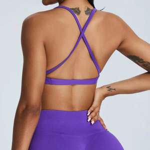 Moda mujer gimnasio entrenamiento espalda cruzada Sujetador deportivo logotipo personalizado sin costuras Yoga espalda descubierta Sujetador deportivo de alto impacto - Product Image 2