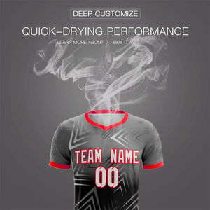 Personnalisé 2025 Nouveau Design Haute Qualité quantité minimale de commande Bas Délai de 2 Semaines Séchage Rapide Rouge Noir Hommes Uniforme de Football Service OEM Nouveau Design - Product Image 4