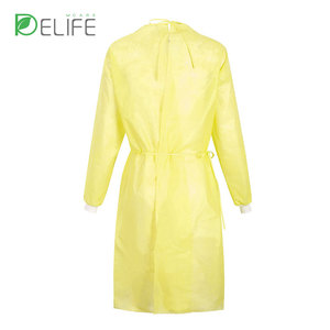 Manteau de vêtements de sécurité jetables avec manchettes de col élastiques blouses de laboratoire jetables-Jaune-Vietnam Haute qualité - Product Image 2