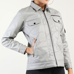 Venta caliente Chaqueta de cuero genuino Ropa de invierno Chaqueta de cuero de mujer Chaqueta de cuero de color sólido - Product Image 4