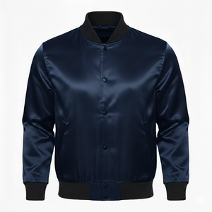 OEM Canvas Long Baseball Varsity <b>Jacket</b> | Chenille Letter Patches | Hooded Stand Collar <b>Fleece</b> <b>Lined</b> Waterproof | Front for Men - Product Image 1