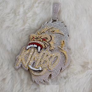 2.00 Ct Iced Out Lion Head Medallion Pendant - King of the Jungle Bling, CZ Hip Hop Collier pour homme - Product Image 1