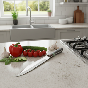 มีดเชฟเหล็กดามัสกัสแบบมืออาชีพ ด้ามไม้ ทนทาน ใช้กลางแจ้ง เหมาะสำหรับการเอาตัวรอด ผิวซาติน ความหนา 2.0 มม. - Product Image 1