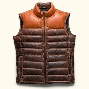 Men Genuine <b>Leather</b> Vest Sleeveless Motorcycle <b>Biker</b> <b>Waistcoat</b> Cowhide Lambskin Custom Logo OEM Wholesale Factory Manufacturer - Product Image 2