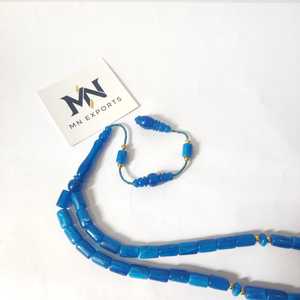 Rosario Musulmán, Joyería Islámica Ecológica, Pintado a Mano, 33 Cuentas para Contar, Brazalete de Oración Árabe Azul Transparente - Product Image 1