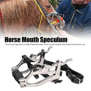 Espéculo de boca de caballo de ángulo ajustable, mordaza Dental veterinaria de acero inoxidable, correas de cuero PU, herramienta de odontología equina - Product Image 2
