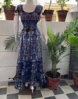 Style occidental Vintage Floral longues robes Vintage Boho Gypsy Hippie femmes robe légère indien une pièce tenue