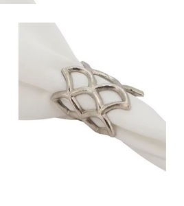 Rond de Serviette en Argent Royal de Haute Qualité, Décoration Élégante, Motif de Fleurs et de Feuilles en Métal, Design Unique - Product Image 2