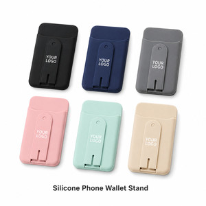 Portefeuille de téléphone en silicone avec logo personnalisé, support intégré, porte-cartes adhésif pour téléphone portable, portefeuille adhésif pour smartphones - Product Image 1