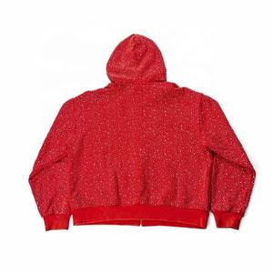Fabricants de sweats à capuche en cristal personnalisés pour hommes, sweat à capuche surdimensionné à fermeture éclair avec strass - Product Image 2