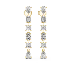 <b>14K</b> Rose <b>Gold</b> Princess Pear Oval Lab Grown Diamond Stud <b>Earrings</b> Women Wedding Bridal Fine Jewelry - Product Image 5