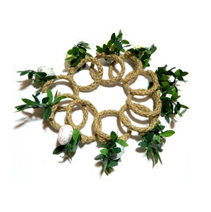 Ensemble élégant d'anneaux de serviette ronds en jute avec des accents floraux pour la mise en place de la table à manger, les fêtes, les mariages et l'usage domestique en provenance d'Inde - Product Image 1