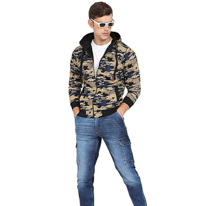 Sweat à capuche décontracté en molleton pour hommes Scissions d'hiver Sweat à capuche décontracté en molleton Long Style Camo Design Zip up Fashion Hoodie à vendre - Product Image 6