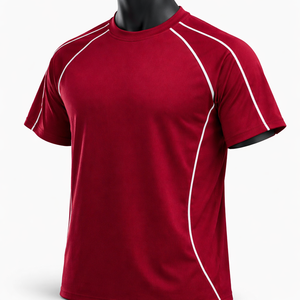 Camiseta Deportiva para Hombre de Secado Rápido, Transpirable, de Poliéster, para Correr y Gimnasio, con Ribete en Contraste, Manga Raglán, Ropa Deportiva Personalizada - Product Image 3