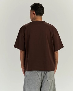 Personnalisable Heavyweight Oversized T-Shirt Homme Noir 100% Coton Cropped Crew Neck Boxy Fit Street Wear Tissu Tricoté - Product Image 2