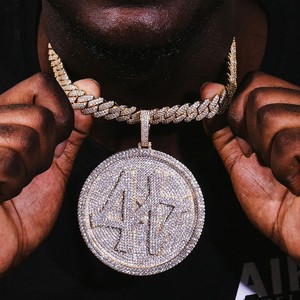 Pendentif en diamant de laboratoire plaqué or massif 14 carats glacé personnalisé lettre numéro initiale Logo pendentif Hip Hop bijoux fins pour hommes - Product Image 2