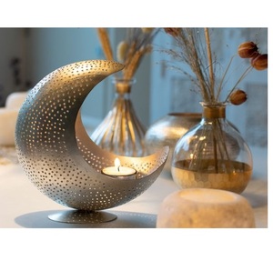<b>Tealight</b> <b>Holder</b> Moon Shaped Eacthcing Design High Quality Metal With Base Stand Table Top Candle <b>Holder</b> T-Lite - Product Image 6