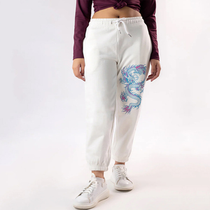 Pantalons de survêtement en molleton chaud personnalisés de haute qualité pour femmes, poches latérales, pantalon de survêtement d'hiver, devant plat, respirant, écologique, cordon de serrage - Product Image 1