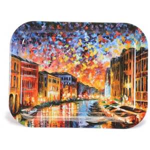 ถาดโลหะทรงแม่น้ำอาฟุกทรงสี่เหลี่ยมขนาด233X307มม. ถาดใส่กาแฟไข่มุกและชาสไตล์อาหรับสำหรับเสิร์ฟอาหาร - Product Image 1