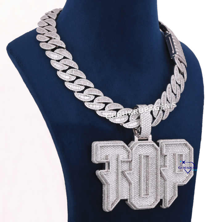 Hip Hop Wholesale Pass Diamond Tester Fashion 14k White Gold Jewelry  3D Custom D Color Lab Grown Diamond Name Chain Pendant Set