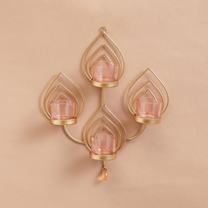 Trendy <b>Brass</b> Metal T-Light Holders Gold Plated Stylish Metal Candle Holders & <b>Lanterns</b> with Unique Candle Jars - Product Image 2