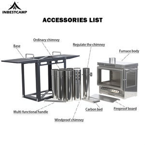 Poêle à bois pour tente INBESTCAMP avec fenêtre de ventilation, pliable, pour pêche, tente pliable, fenêtre pliable, tuyau de ventilation, poêle pour tente chaude - Product Image 2