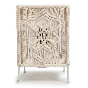 Abat-jour en macramé de Bohème personnalisé fait à la main cordon de coton écologique lampe de Table suspendue Option multi-ampoule pour la décoration intérieure baptême - Product Image 1